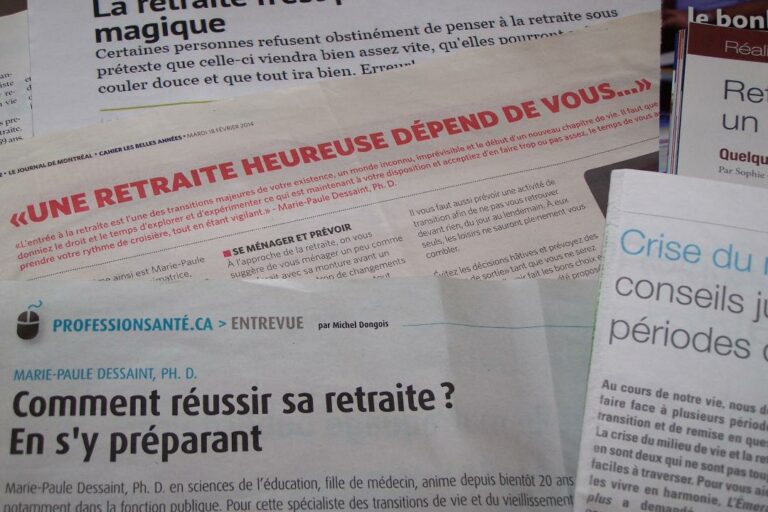 La retraite n’est pas une recette magique Comment réussir sa retraite? En la préparant. Des livres, des articles et des formations de Marie Paule Dessaint